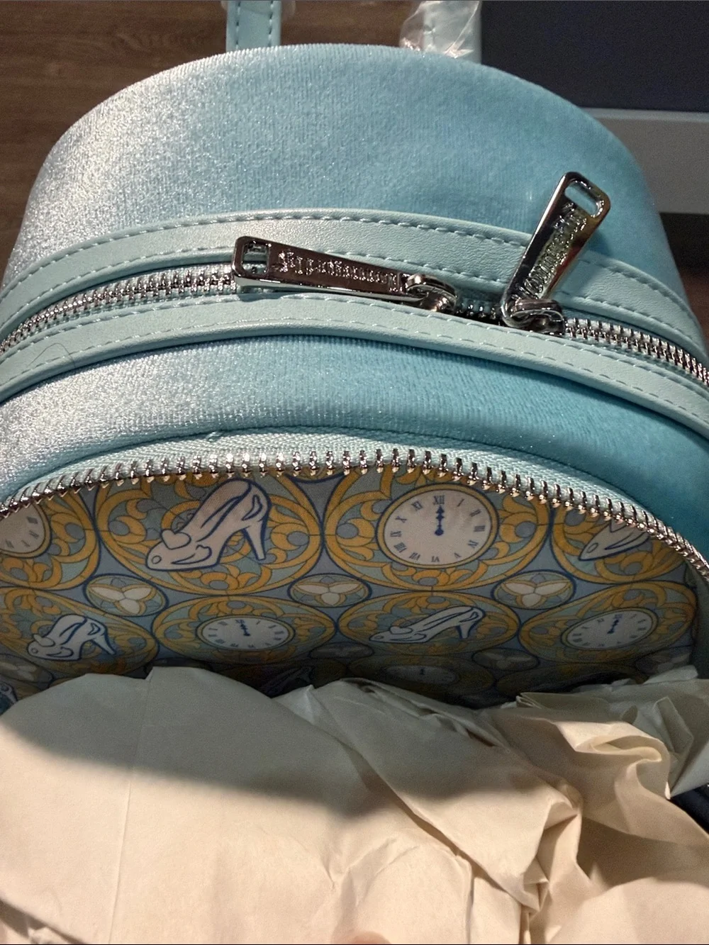 Loungefly Cinderella Light Blue Stained Glass Mini Backpack & Wallet Set
